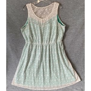Maurices Crochet Vintage Dress Ivory Teal Boho Plus Size 3X Tank Floral Lined